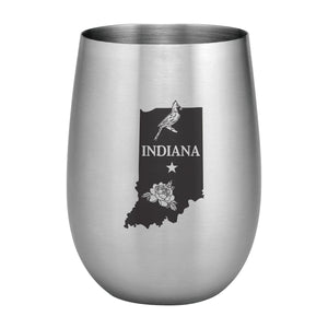 Supreme Stainless Steel Indiana with State Bird 20 oz. Stemless Wine Glass