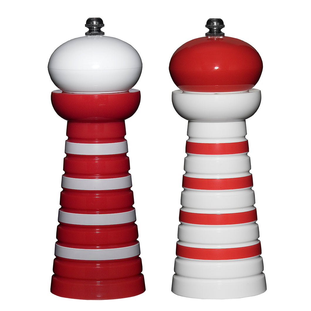 Gourmet Art 2-Piece Acrylic Pepper Mill, Red Stripes
