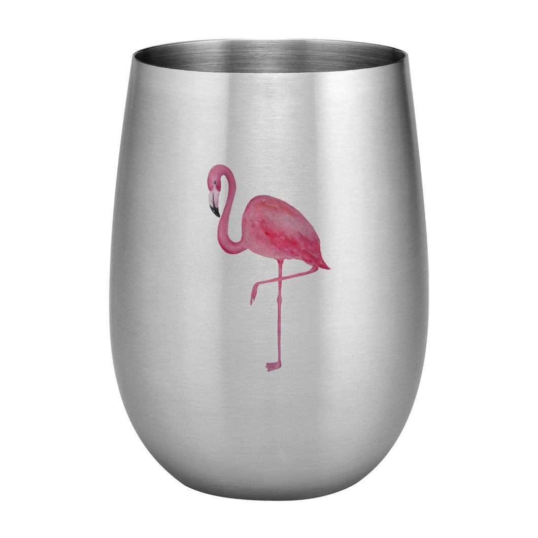 Supreme Stainless Steel Flamingo 20 oz. Stemless Wine Glass