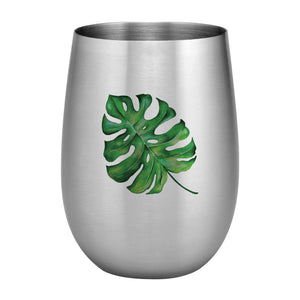 Supreme Stainless Steel Monstera Leaf 20 oz. Stemless Wine Glass