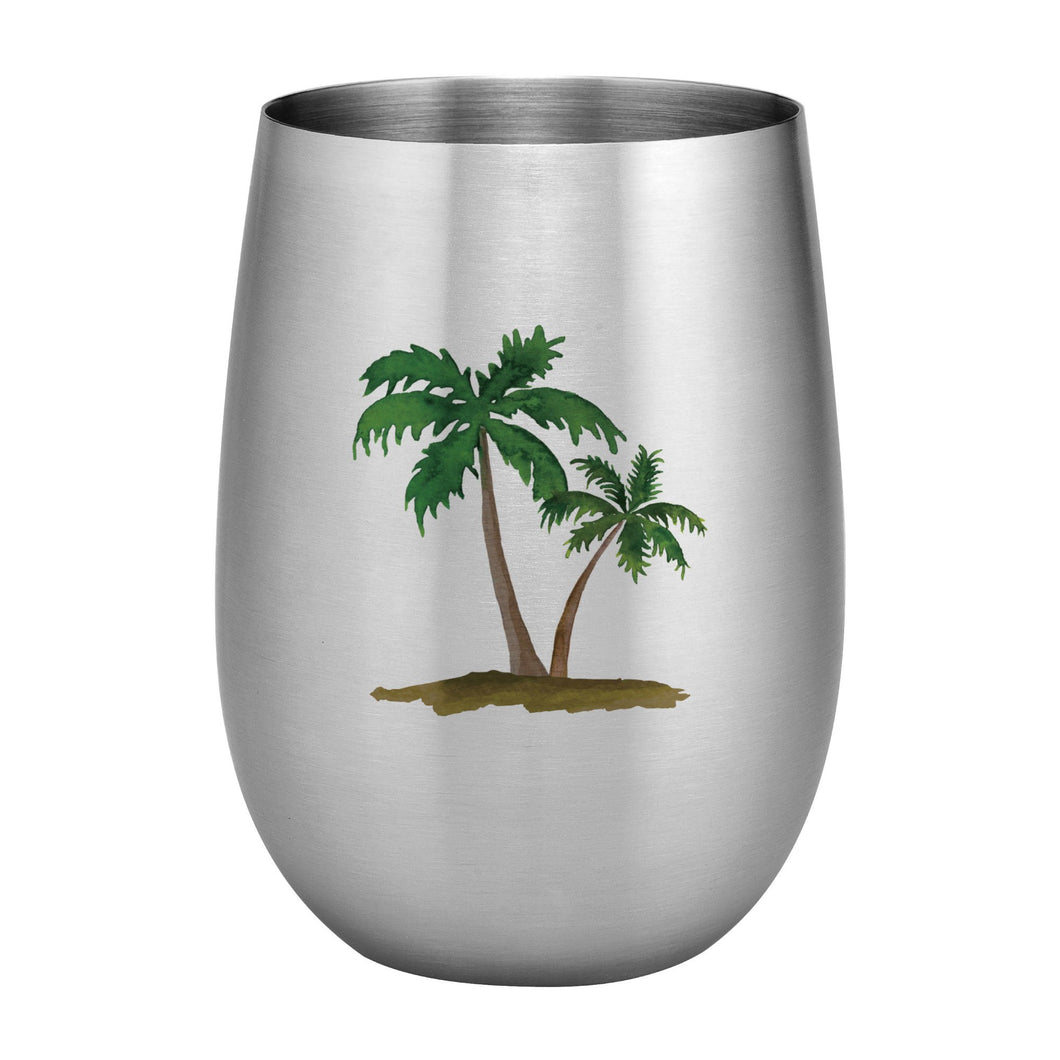 Supreme Stainless Steel Palm Trees 20 oz. Stemless Wine Glass