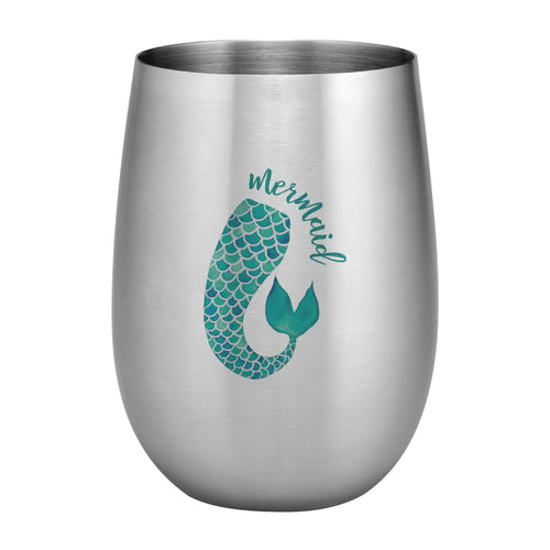 Supreme Stainless Steel Mermaid Tail 20 oz. Stemless Wine Glass