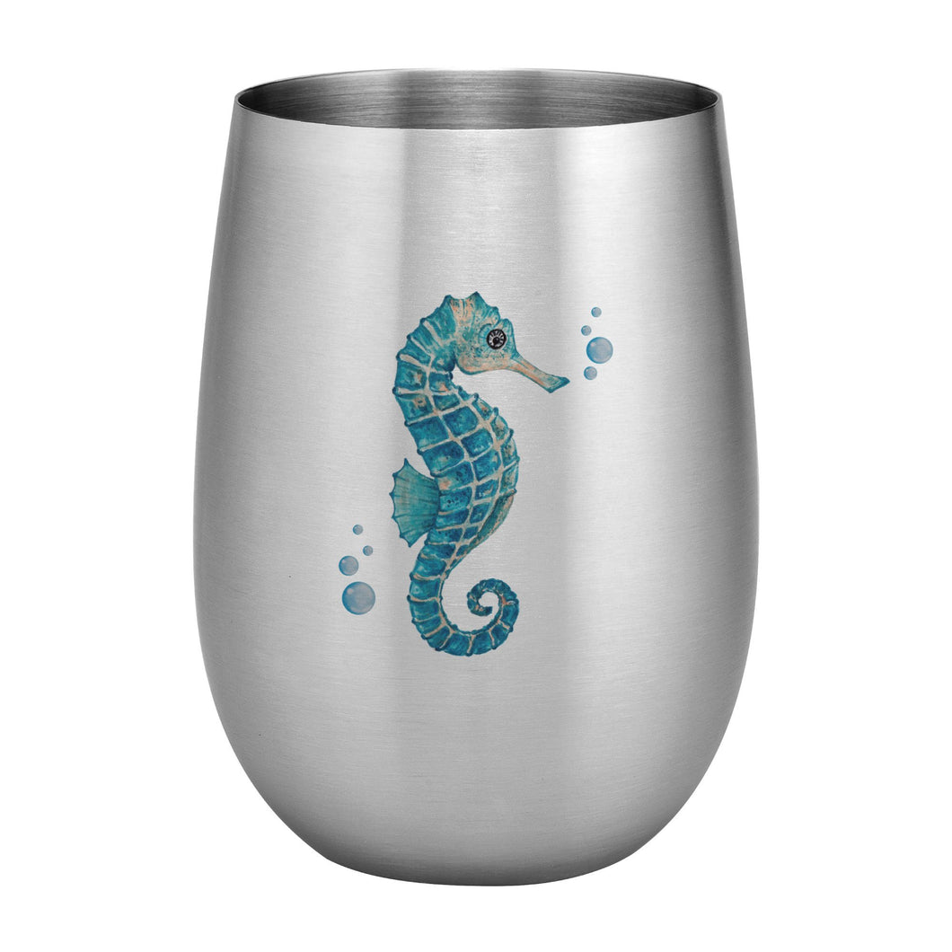 Supreme Stainless Steel Seahorse 20 oz. Stemless Wine Glass