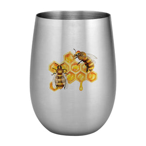 Supreme Stainless Steel Honey Bees 20 oz. Stemless Wine Glass