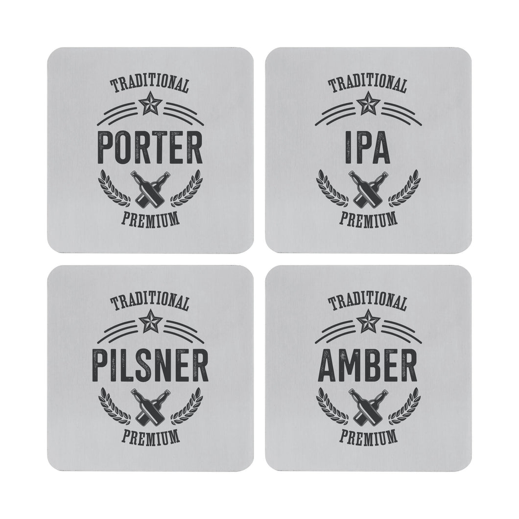 Supreme Stainless Steel 4-Piece Beer Coaster
