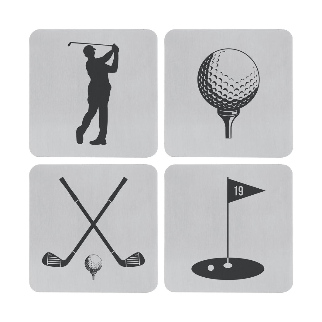 Supreme Stainless Steel 4-Piece Golf Coaster