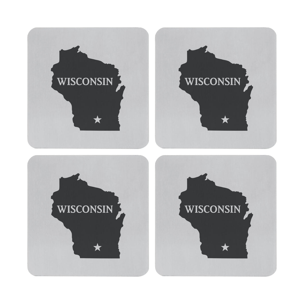 Supreme Stainless Steel 4-Piece Wisconsin Coaster