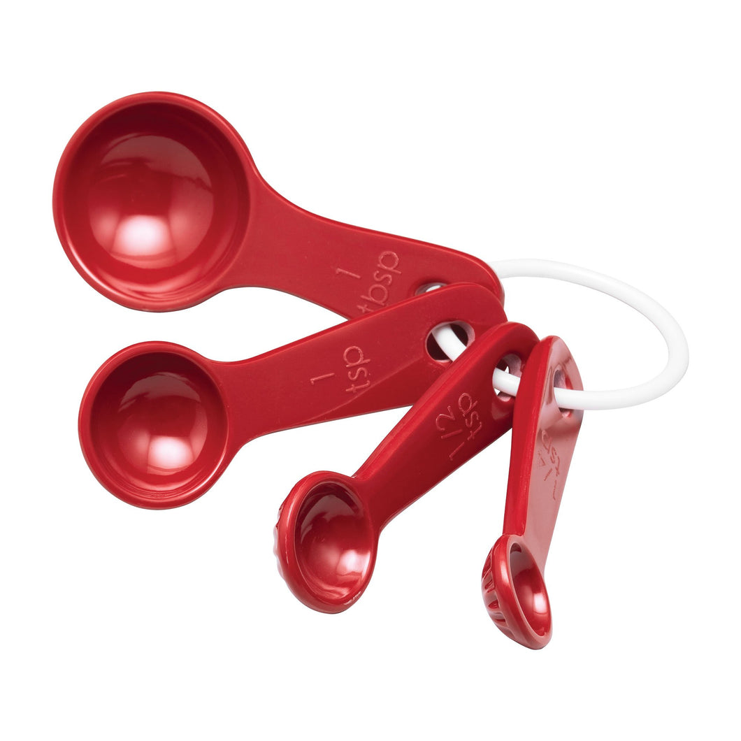 Gourmet Art 4-Piece Latte Melamine Measuring Spoon, Red