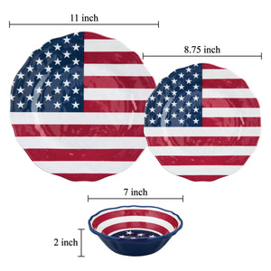 Gourmet Art 6-Piece American Flag Melamine 11" Plate