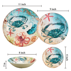Gourmet Art 4-Piece Sealife Crab Melamine 6 Plate