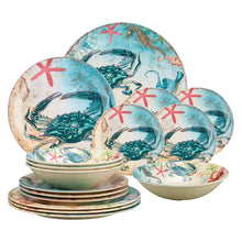 Load image into Gallery viewer, Gourmet Art 16-Piece Sealife Crab Melamine Dinnerware Set