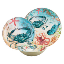 Load image into Gallery viewer, Gourmet Art 12-Piece Sealife Crab Melamine Dinnerware Set