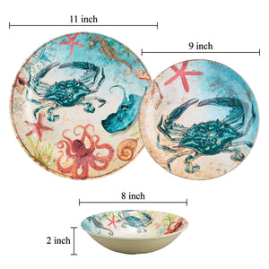 Gourmet Art 6-Piece Sealife Crab Melamine 11 Plate