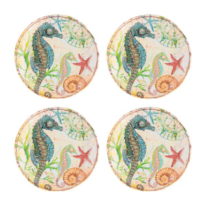 Gourmet Art 4-Piece Sealife Seahorse Melamine 6 Plate