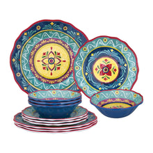 Load image into Gallery viewer, Gourmet Art 12-Piece Fiesta Floral Melamine Dinnerware Set