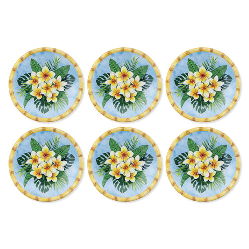 Gourmet Art 6-Piece Bamboo Plumeria Melamine 11 Plate