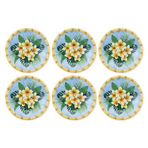 Gourmet Art 6-Piece Bamboo Plumeria Melamine 11 Plate