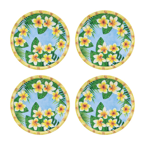 Gourmet Art 4-Piece Bamboo Plumeria Melamine 6 Plate