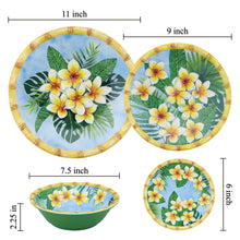 Load image into Gallery viewer, Gourmet Art 4-Piece Bamboo Plumeria Melamine 6 Plate