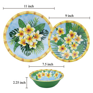 Gourmet Art 6-Piece Bamboo Plumeria Melamine 11 Plate