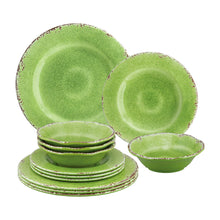 Load image into Gallery viewer, Gourmet Art 12-Piece Crackle Melamine Dinnerware Set, Green