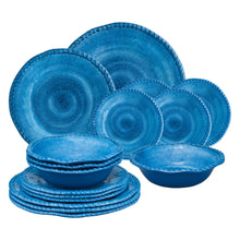 Load image into Gallery viewer, Gourmet Art 16-Piece Rope Melamine Dinnerware Set, Blue