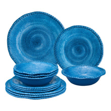 Load image into Gallery viewer, Gourmet Art 12-Piece Rope Melamine Dinnerware Set, Blue