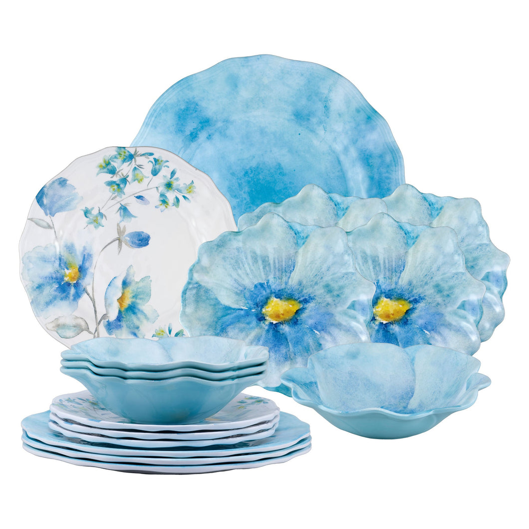 Gourmet Art 16-Piece Sky Blue Melamine Dinnerware Set