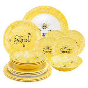 Gourmet Art 16-Piece Sweet Bees Melamine Dinnerware Set