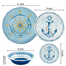 Load image into Gallery viewer, Gourmet Art 16-Piece Sail Away Melamine Dinnerware Set