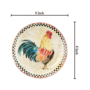 Gourmet Art 4-Piece Country Rooster 6" Melamine Plate