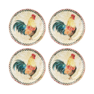 Gourmet Art 4-Piece Country Rooster 6" Melamine Plate