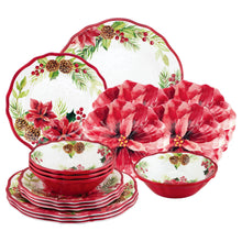 Load image into Gallery viewer, Gourmet Art 16-Piece Poinsettias Melamine Dinnerware Set