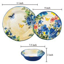 Load image into Gallery viewer, Gourmet Art 12-Piece Butterfly Floral Melamine Dinnerware Set