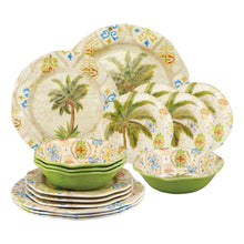 Load image into Gallery viewer, Gourmet Art 16-Piece Ikat Palm Melamine Dinnerware Set