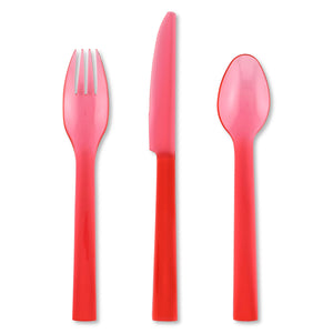 Gourmet Art 12-Piece Plastic Flatware Set, Red