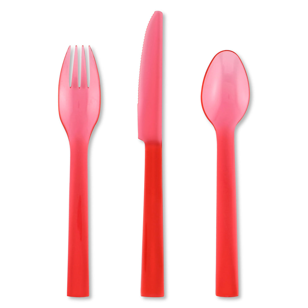 Gourmet Art 12-Piece Plastic Flatware Set, Red