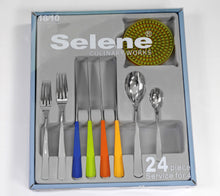 Load image into Gallery viewer, Gourmet Art 24-Piece Color Handles Stainless Steel Flatware Set