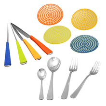 Load image into Gallery viewer, Gourmet Art 24-Piece Color Handles Stainless Steel Flatware Set