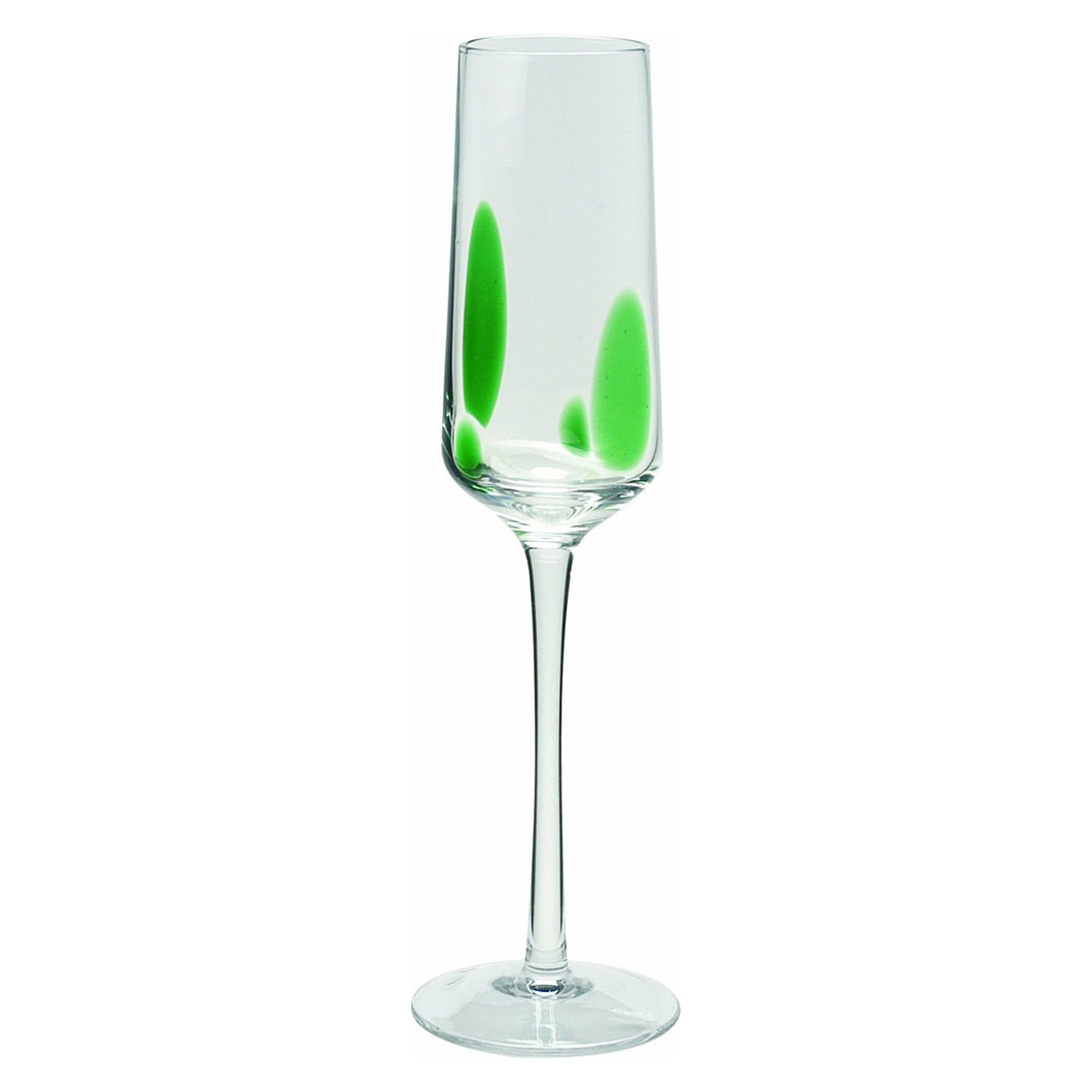 Wine Things 6-Piece Speckle Champagne Flute Green