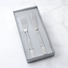 Load image into Gallery viewer, Supreme Stainless Steel 2-Piece Square Edge Fish Knife and Fork Set
