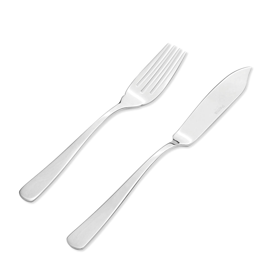Supreme Stainless Steel 2-Piece Square Edge Fish Knife and Fork Set