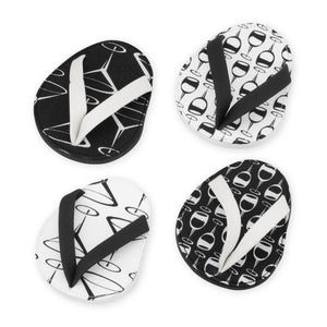 Drinkwear 4-Piece Black & White Flip Flop Coaster