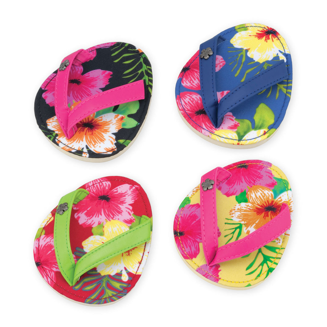 Drinkwear 4-Piece Hibiscus Hula Flip Flop Coaster