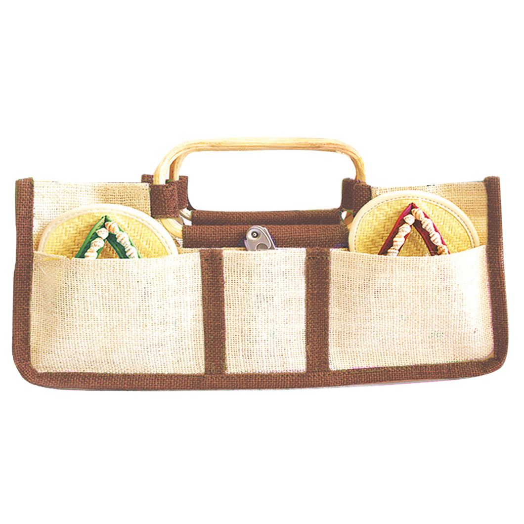 Drinkwear Horizontal Jute Wine Tote, Natural