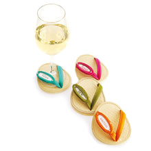 Load image into Gallery viewer, Drinkwear 4-Piece Framed Rattan Flip Flop Coaster