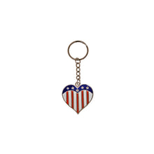 Load image into Gallery viewer, USA Flag Heart Key Chain Set of 12
