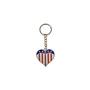 USA Flag Heart Key Chain Set of 12
