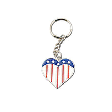 Load image into Gallery viewer, USA Flag Heart Key Chain Set of 12