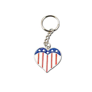 USA Flag Heart Key Chain Set of 12